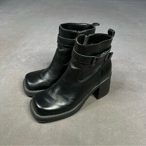 Harley-Davidson Black Leather Chunky Heel Ankle Boots